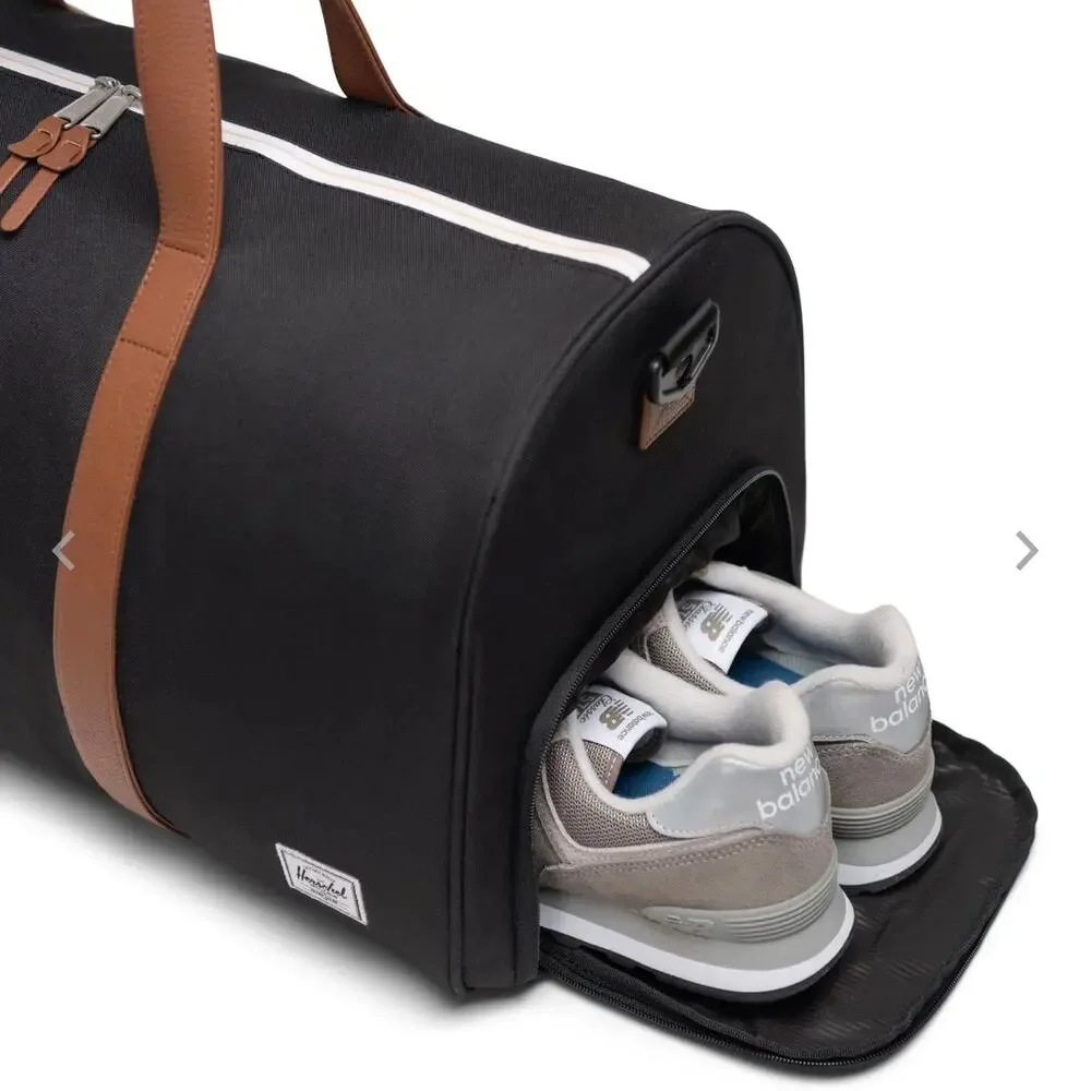 Herschel Supply Company Navy Duffel Bag with Brown Leather Straps